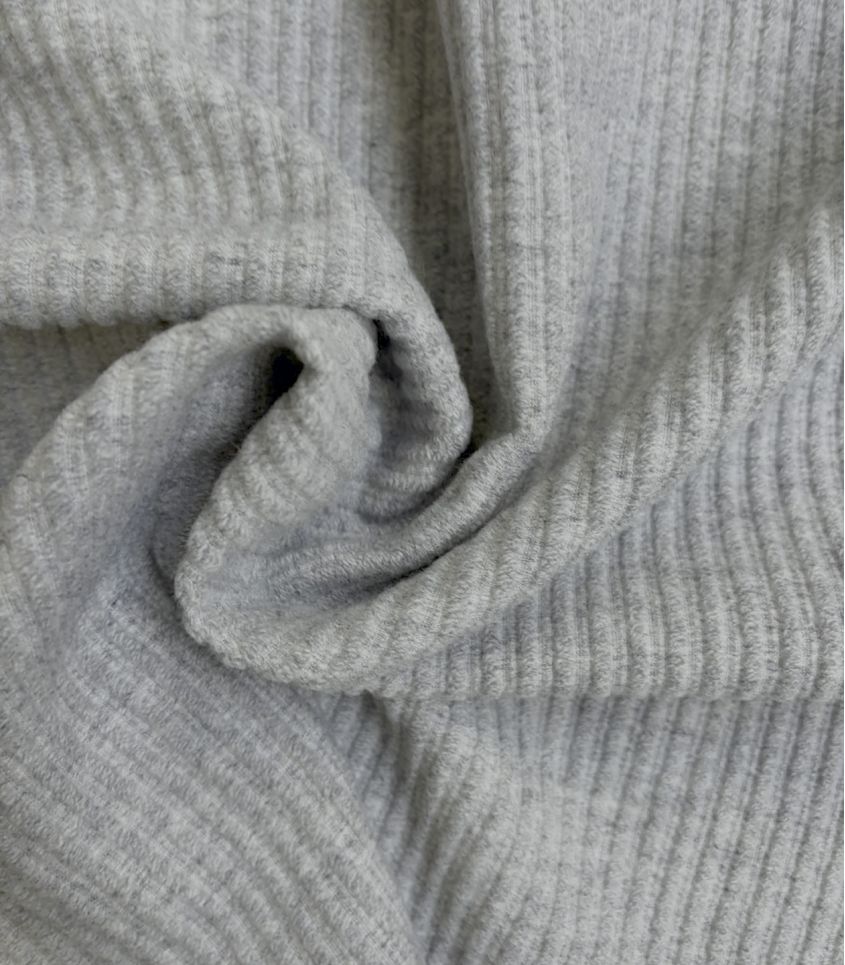 Tissu Lainage côtelé - Gris chiné Tissu Lainage côtelé - Gris chiné