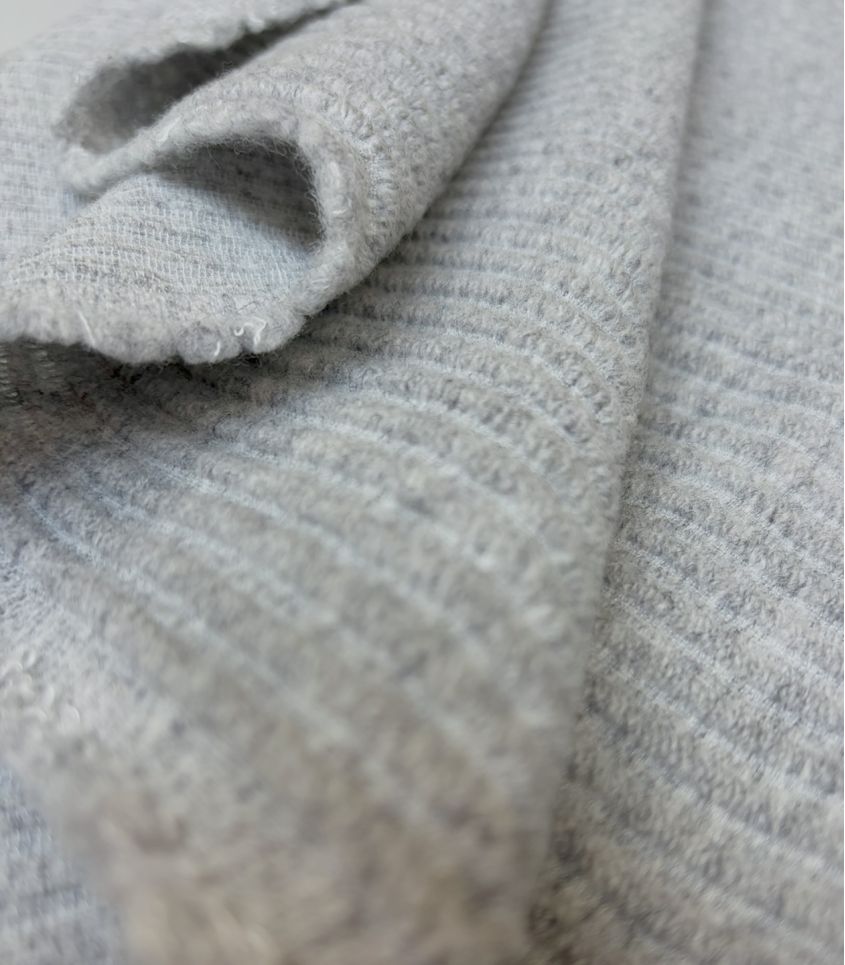 Tissu Lainage côtelé - Gris chiné Tissu Lainage côtelé - Gris chiné