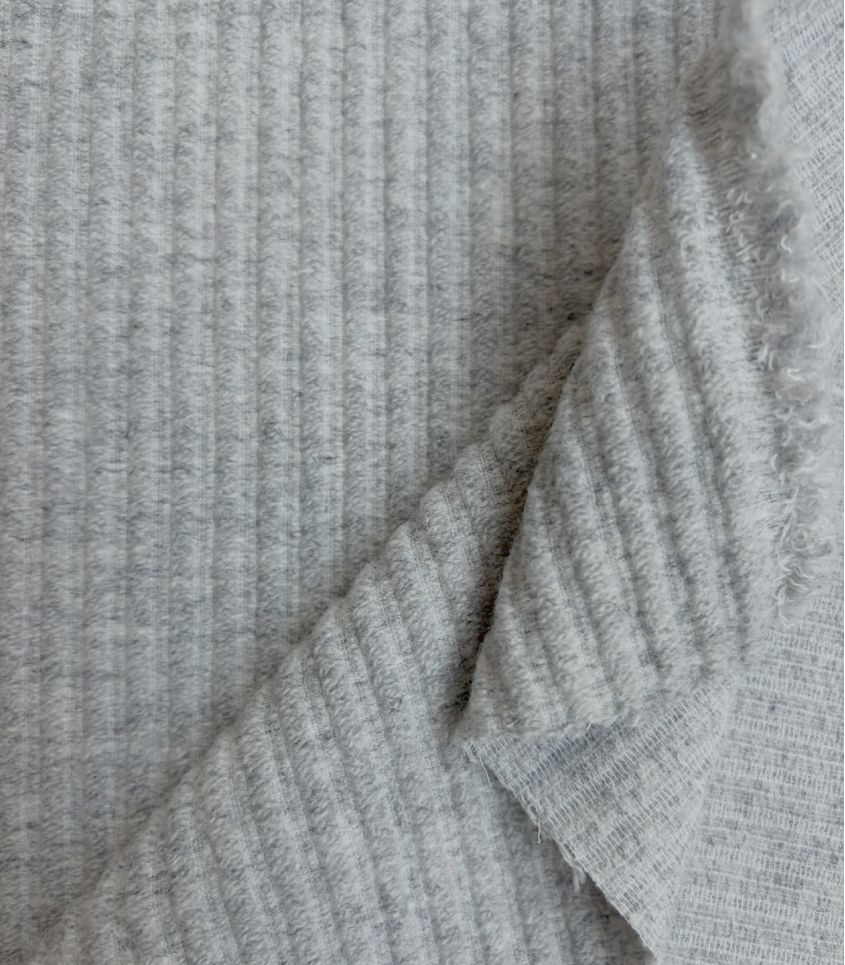 Tissu Lainage côtelé - Gris chiné Tissu Lainage côtelé - Gris chiné