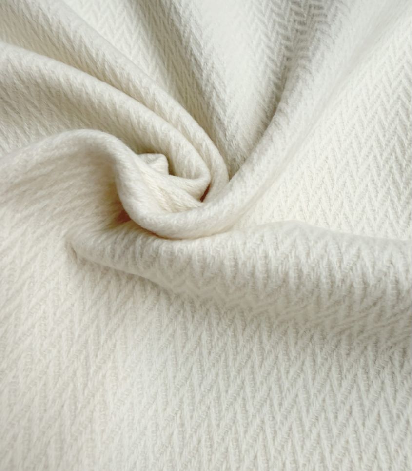 Tissu Drap de laine manteau - Chevron crème