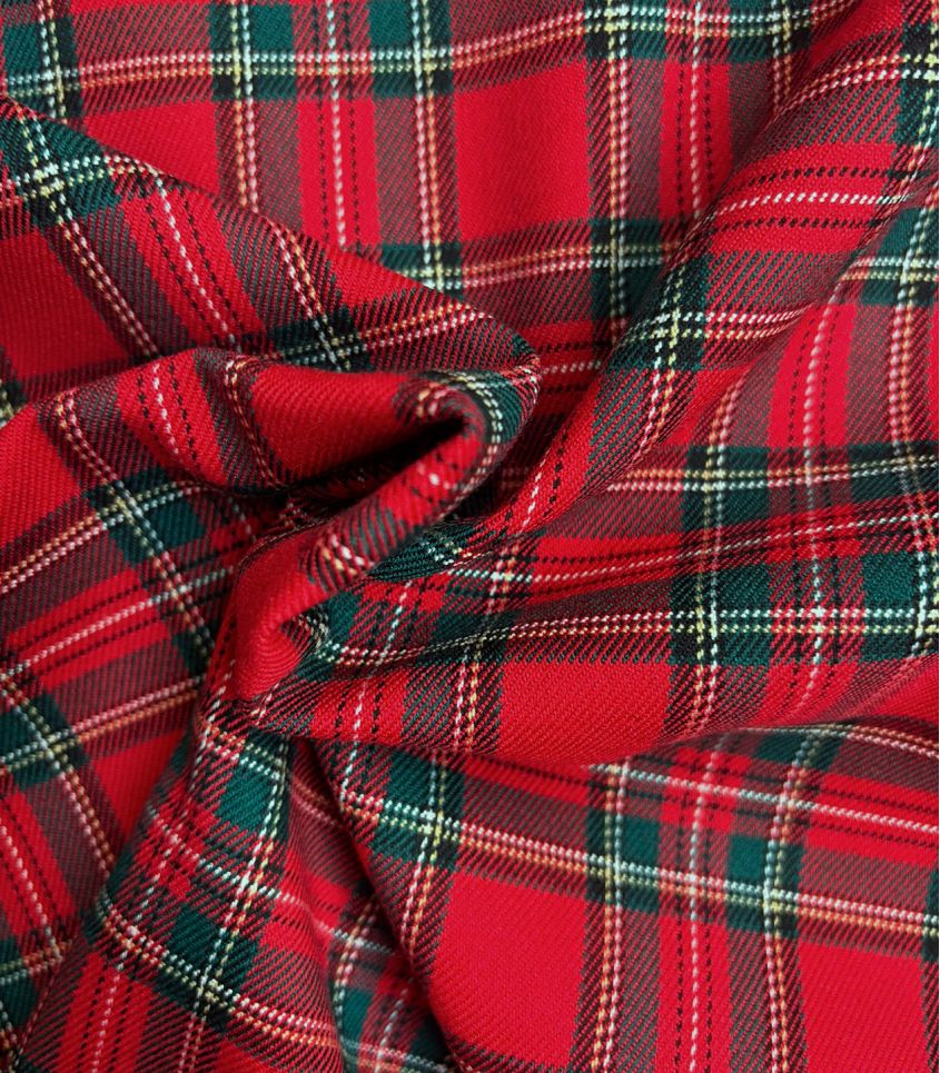 Tissu petit écossais - rouge et vert