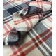 Tissu Flanelle de coton - Carreaux marine écru