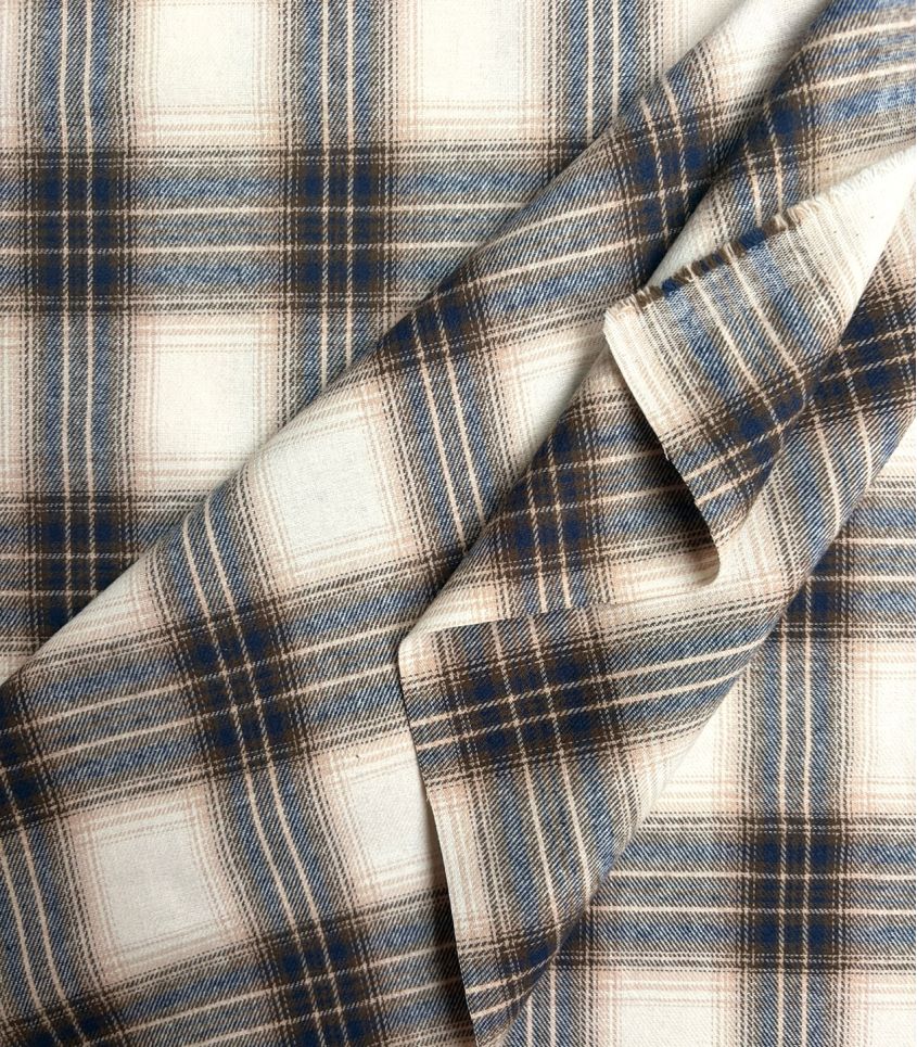 Tissu Flanelle de coton - Carreaux beiges Tissu Flanelle de coton - Carreaux beiges