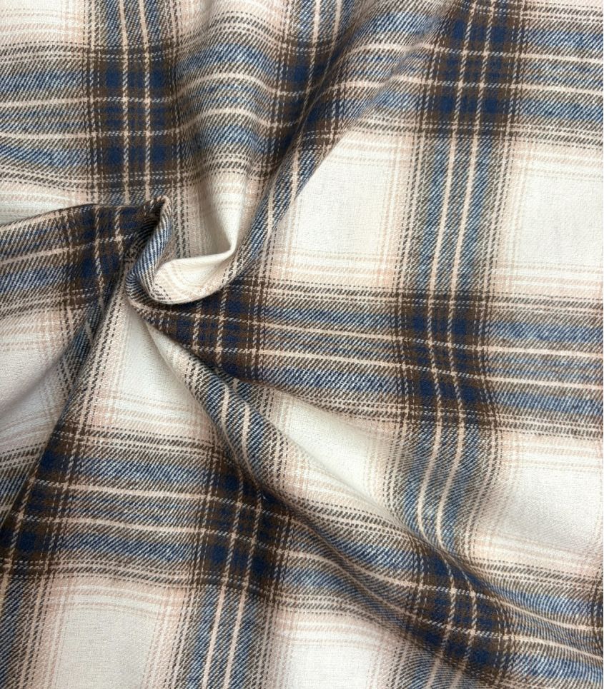 Tissu Flanelle de coton - Carreaux beiges