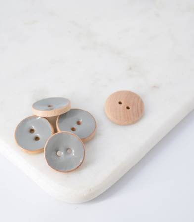 Boutons bois peint gris- 20mm