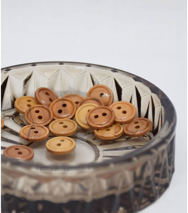 12 Boutons En Bois Diamètre 1,4 Cm N°5 - Occasion, Origine France, Forme Ronde