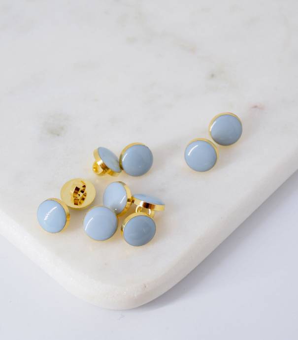 Boutons à queue or/bleu - 10mm Boutons à queue or/bleu - 10mm