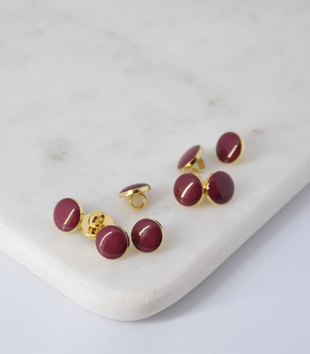 Boutons à queue or/cabernet- 10mm