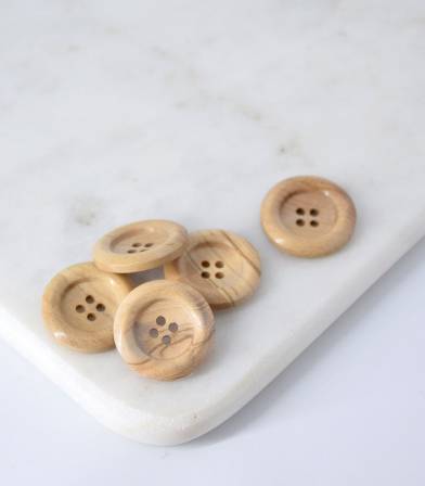 Boutons bois naturel - bord arrondi- 23mm