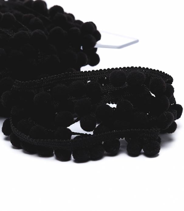 Galon pompons 18mm - noir