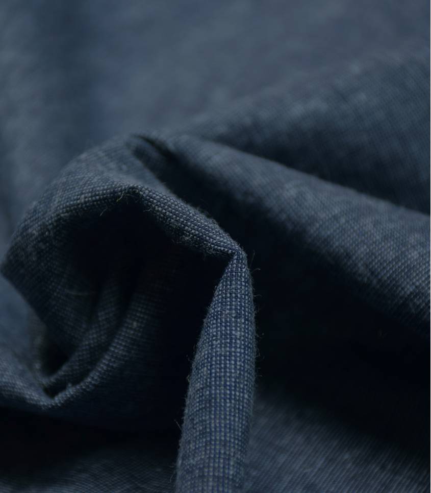 Tissu lin / coton chiné bleu
