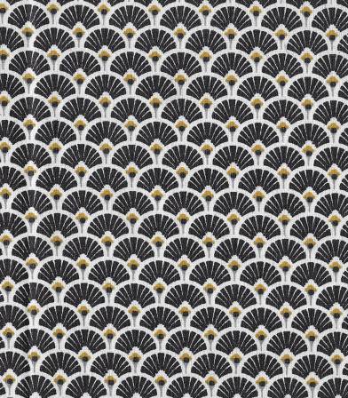 Tissu enduit Eventails noirs / dorés Tissu enduit Eventails noirs / dorés