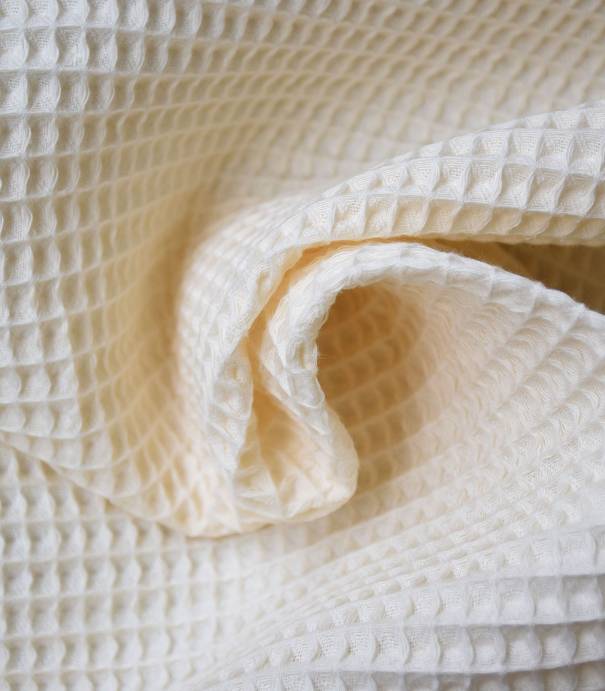 Tissu coton Nid d'abeille - Ecru
