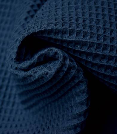 Tissu coton Nid d'abeille - Bleu indigo