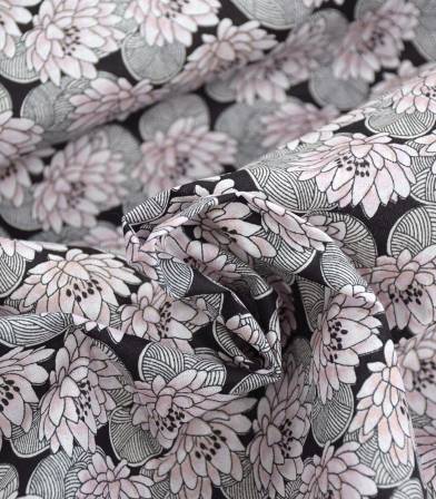Tissu fleuri Nenuphar - dragée