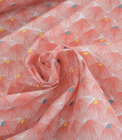 Tissu fleuri Nautilus - Goyave Tissu fleuri Nautilus - Goyave