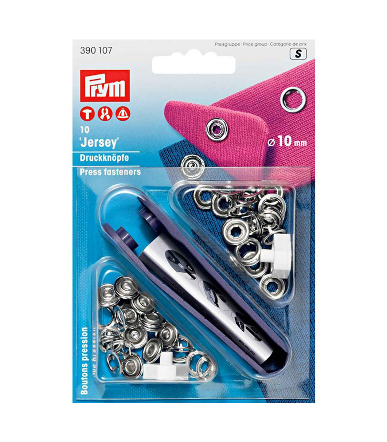 Boutons pression - PRYM - Jersey - 10 mm - Couleur Argent - 20 pièces