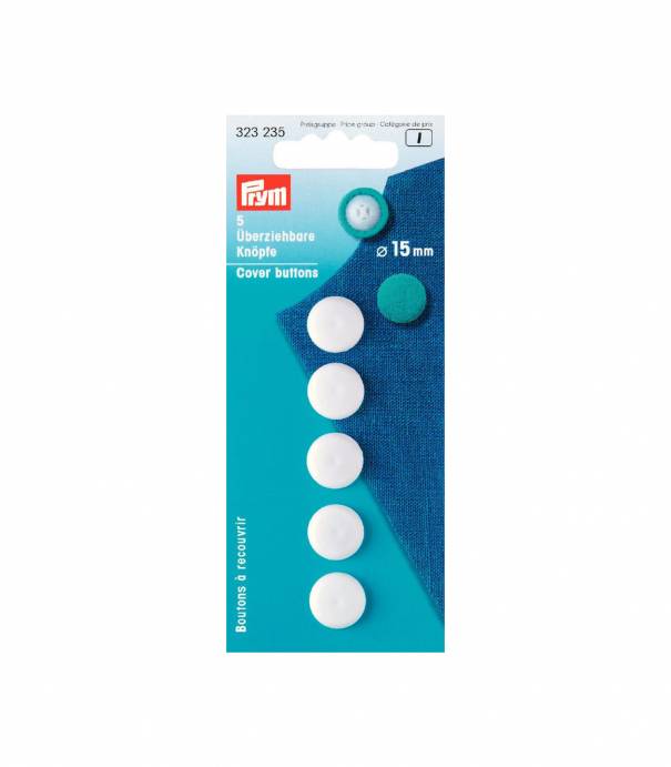 Boutons à recouvrir blanc 15mm - Prym