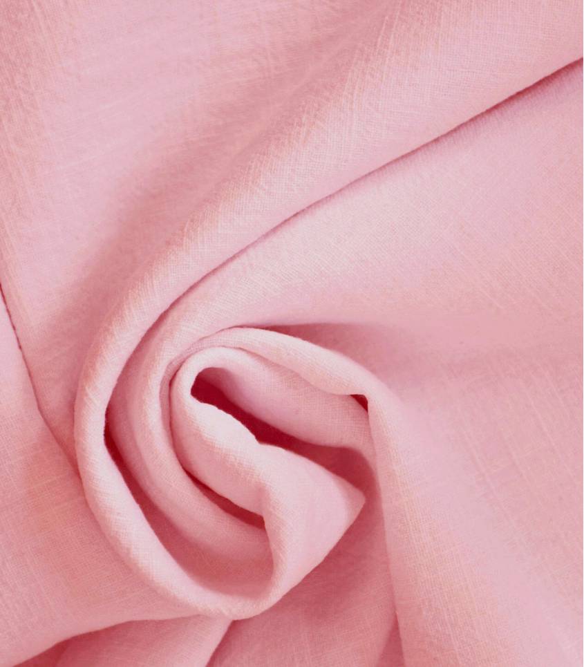 Tissu lin lavé rose candy