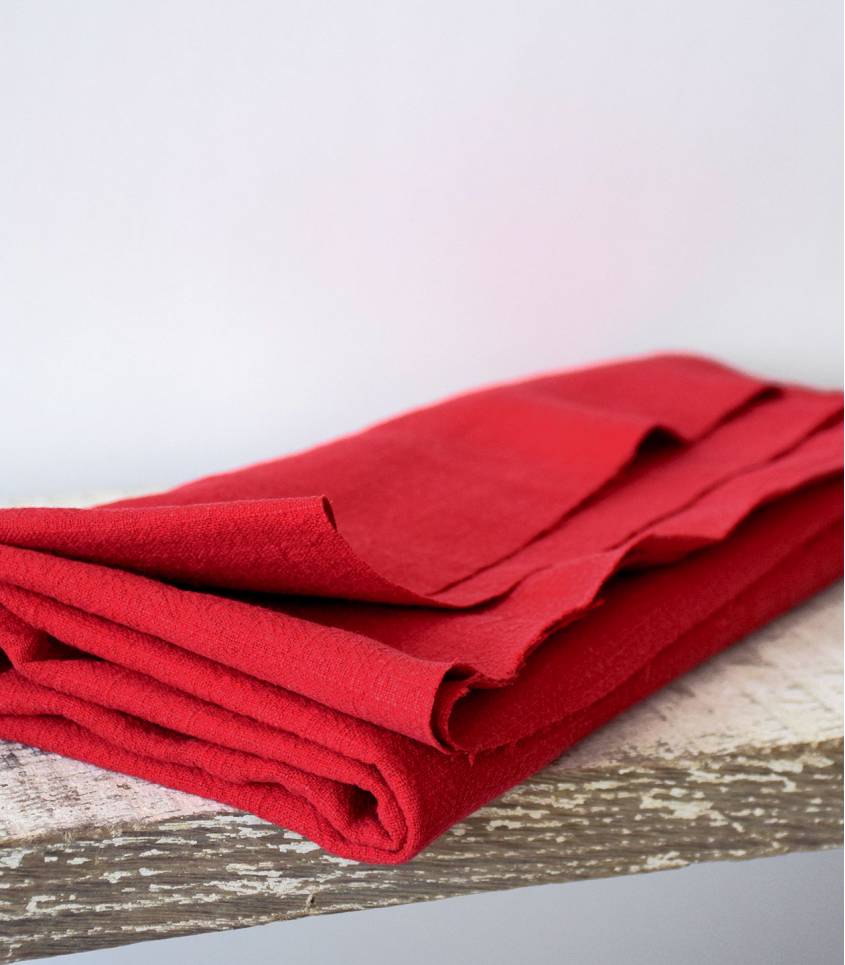 Tissu en Lin lavé rouge rubis