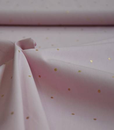 Popeline pois doré sur rose poudre Popeline pois doré sur rose poudre