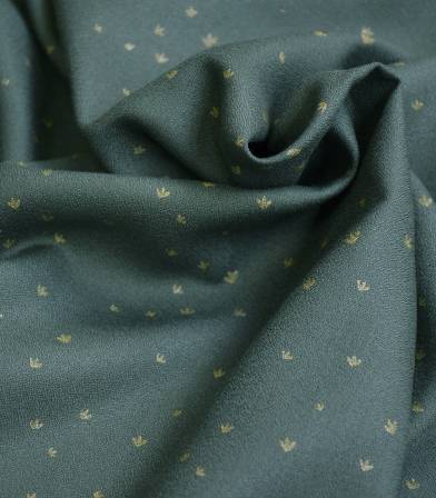 Tissu crêpe de viscose - Golden Flowers Smoke green Tissu crêpe de viscose - Golden Flowers Smoke green