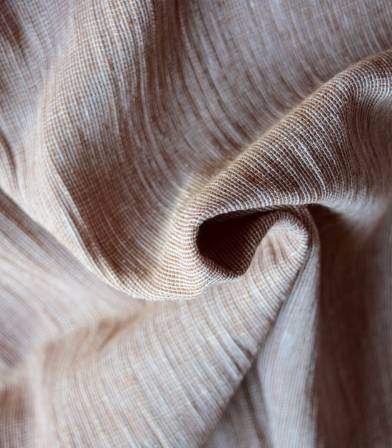 Tissu lin coton Crinkle - chambray Tabacco