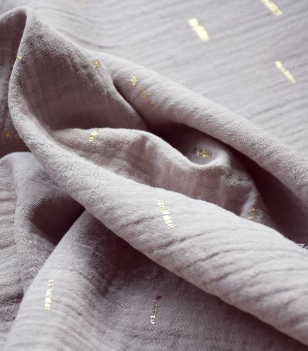 Tissu double gaze poudre - Traces d'or