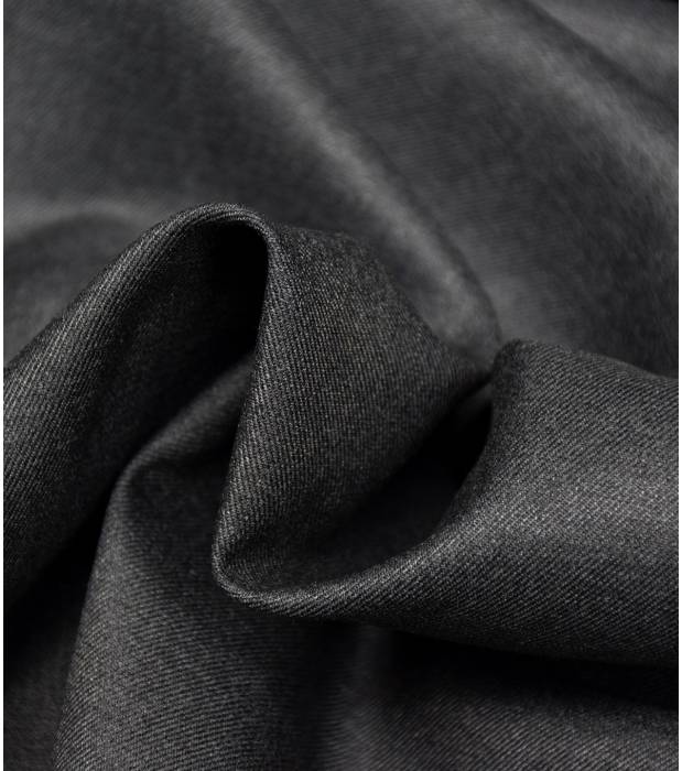 Tissu Pour Vêtement En Mélange Polyester/laine Gris Anthracite - Coupon Neuf, Uni
