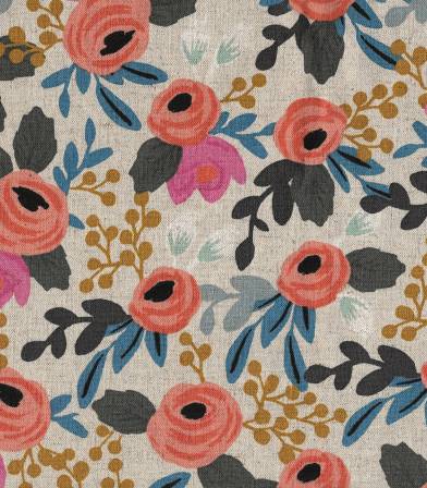 Tissu Canvas Rosa floral - natural Tissu Canvas Rosa floral - natural