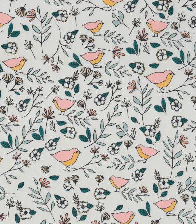 Tissu Love birds Celeste