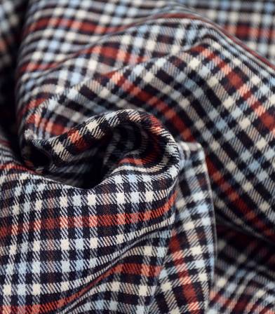 Tissu petits carreaux Marine & rouille