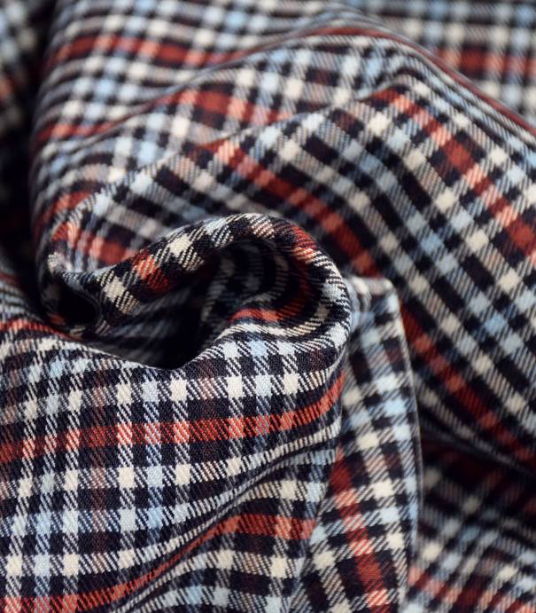 Tissu petits carreaux Marine & rouille