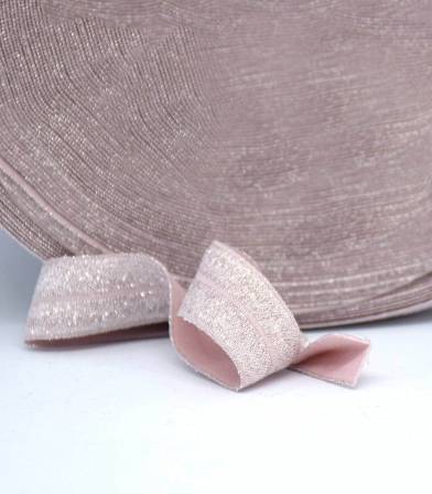 Biais élastique lurex argent - pink Biais élastique lurex argent - pink