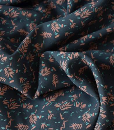 Tissu viscose Rizière sépia Tissu viscose Rizière sépia
