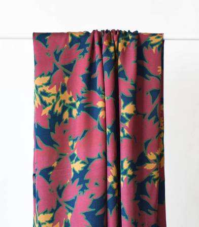 Tissu satin viscose Estampe pourpré Tissu satin viscose Estampe pourpré