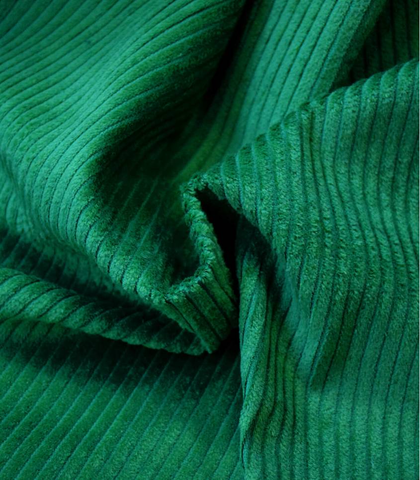 Tissu velours grosses côtes Vert feuille