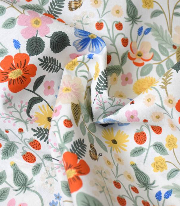Tissu coton - Strawberry fields - Ivory