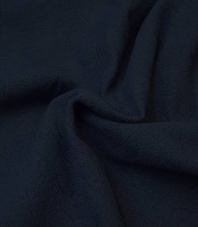 Tissu Jersey Bio - Jacquard Leaf - Indigo night